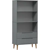 vidaXL Boekenkast MOLDE 85x35x170,5 cm massief grenenhout grijs