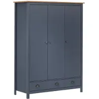 vidaXL Garderobekast met 3 deuren, Hill grijs, 127x50x170 cm, grenenhout