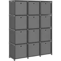 vidaXL Kast met 12 vakken met boxen 103x30x141 cm stof grijs