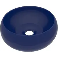 vidaXL Wastafel rond 40x15 cm keramiek mat donkerblauw