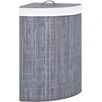vidaXL Bamboe Hoekwasmand - Grijs, 60L