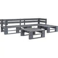 vidaXL 4-delige Loungeset pallet hout grijs
