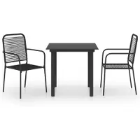 vidaXL 3-delige tuinset, zwart, glas en staal