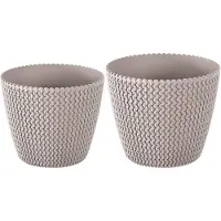 Prosperplast Plantenpotten/bloempot set 6x kunststof taupe 26 x 22 en 22 x 19 cm - Plantenpotten