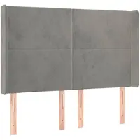 vidaXL Hoofdbord met randen 147x16x118/128 cm fluweel lichtgrijs