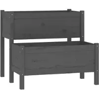 vidaXL Plantenbak 84,5x84x75 cm massief grenenhout grijs