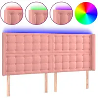 vidaXL Hoofdbord LED 203x16x118/128 cm fluweel roze