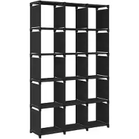 vidaXL Kast met 15 vakken 103x30x175,5 cm stof zwart