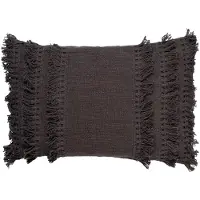 Dutch decor - FARA - Kussenhoes 40x60 cm - 100% katoen - met franjes - Charcoal Gray - antraciet