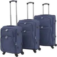 vidaXL 3-delige set zachte reiskoffers met trolleyfunctie, marineblauw