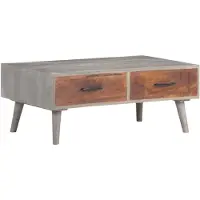 vidaXL Salontafel 100x60x40 cm massief ruw mangohout grijs