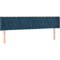 vidaXL Hoofdbord met randen 203x16x78/88 cm fluweel donkerblauw