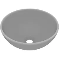vidaXL Lavabo rond de luxe de salle Gris clair mat 32,5x14cm Céramique146971