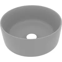 vidaXL Wastafel rond 40x15 cm keramiek mat lichtgrijs