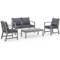 vidaXL 4-delige Loungeset met kussens massief acaciahout