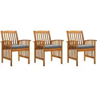vidaXL Tuinstoelen 3 st met kussens massief acaciahout