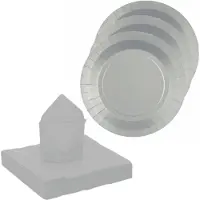 SANTEX 20x taart/gebak bordjes/25x servetten - zilver - Feestbordjes