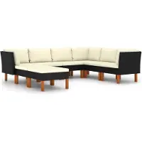 vidaXL 8-delige Loungeset met kussens poly rattan zwart