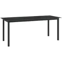 vidaXL Tuintafel, zwart, 190x90x74 cm, aluminium en glas