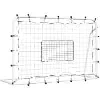 vidaXL Voetbalrebounder 184x61x123 cm staal en PE wit en zwart