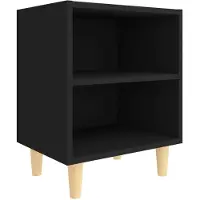 vidaXL Nachtkastje met massief houten poten 40x30x50 cm zwart