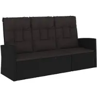 vidaXL Tuinbank verstelbaar met kussens 173 cm poly rattan zwart