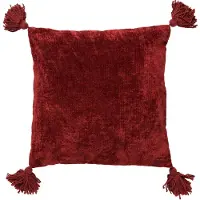 Dutch decor - NINO - Sierkussen van katoen 45x45 cm Merlot - rood - kussentje met flosjes