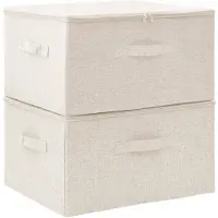 vidaXL Opbergboxen 2 st 43x34x23 cm stof crèmekleurig