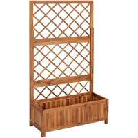 vidaXL Plantenbak verhoogd met latwerk 85x38x150 cm massief acaciahout