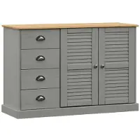 vidaXL Dressoir met lades VIGO 113x40x75 cm massief grenenhout grijs