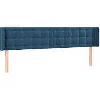 vidaXL Hoofdbord met randen 203x16x78/88 cm fluweel donkerblauw