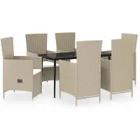 vidaXL 7-delige Tuinset met kussens beige