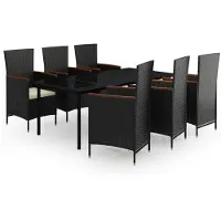 vidaXL 7-delige Tuinset met kussens zwart
