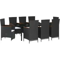 vidaXL 9-delige tuinset met kussens, zwart