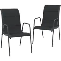 vidaXL Tuinstoelen 2 st staal en textileen zwart