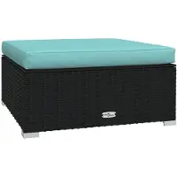 vidaXL Tuinvoetenbank met kussen 70x70x30 cm poly rattan zwart