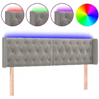 vidaXL Hoofdbord LED 147x16x78/88 cm fluweel lichtgrijs