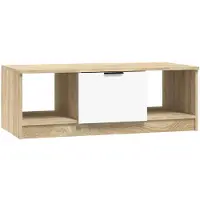 vidaXL Salontafel 102x50x36 cm bewerkt hout wit en sonoma eikenkleurig
