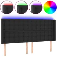 vidaXL Hoofdbord LED 147x16x118/128 cm kunstleer zwart