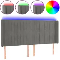 vidaXL Hoofdbord LED 183x16x118/128 cm fluweel lichtgrijs