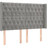 vidaXL Hoofdbord met randen 163x16x118/128 cm fluweel lichtgrijs