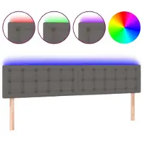 vidaXL Hoofdbord LED 180x5x78/88 cm kunstleer grijs