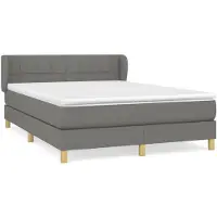vidaXL Boxspring met matras stof donkergrijs 140x200 cm