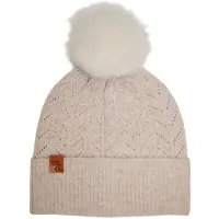 Stone Valley Merino Wol Beanie in Beige met Pompon