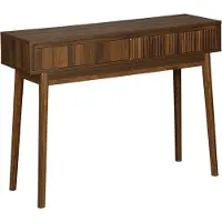 Sweeek Notenhouten consoletafel, 2 laden, Linear, L 100 x B 30 x H 75cm