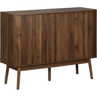 Sweeek Dressoir 2 schuifdeuren houtdecor deels gegroefd 115cm Donker hout