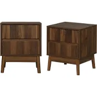 Sweeek Nachtkastje met 2 lades (set van 2) Donker hout