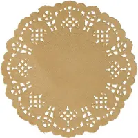 SANTEX 10x Placemats bruin/naturel 35 cm met kanten uitsnede - Placemats
