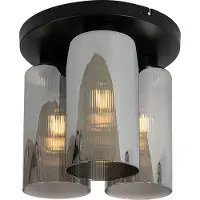 QAZQA Art Deco plafondlamp zwart met smoke glas 3-lichts - Laura
