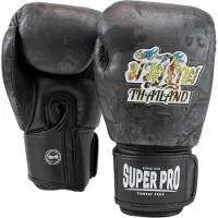 Super Pro Thaibokshandschoenen Leer Pattaya Zwart